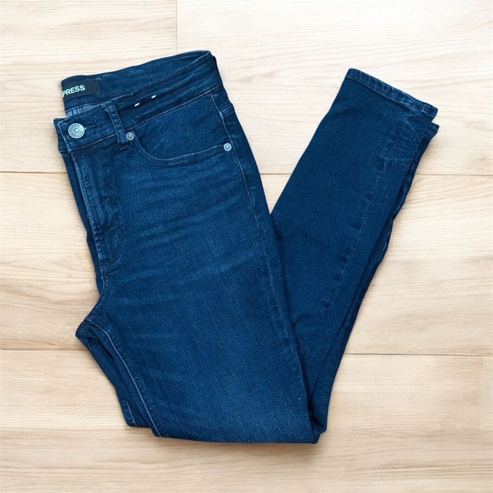 Express High Rise Denim Skinny Jeans Leggings Dark Wash High Waisted Size 6s
